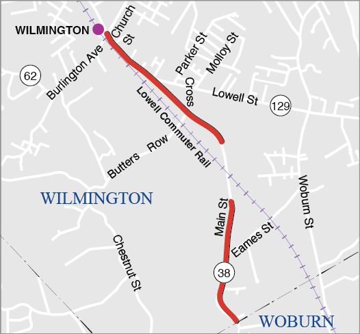 WILMINGTON: RECONSTRUCTION ON ROUTE 38 (MAIN STREET), FROM ROUTE 62 TO THE WOBURN CITY LIN